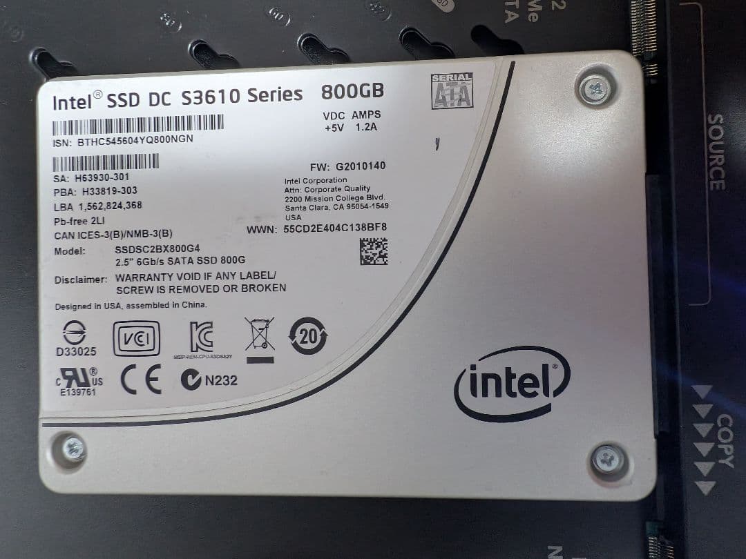 高耐久 Intel SSD DC S3610 Series 800GB SATA