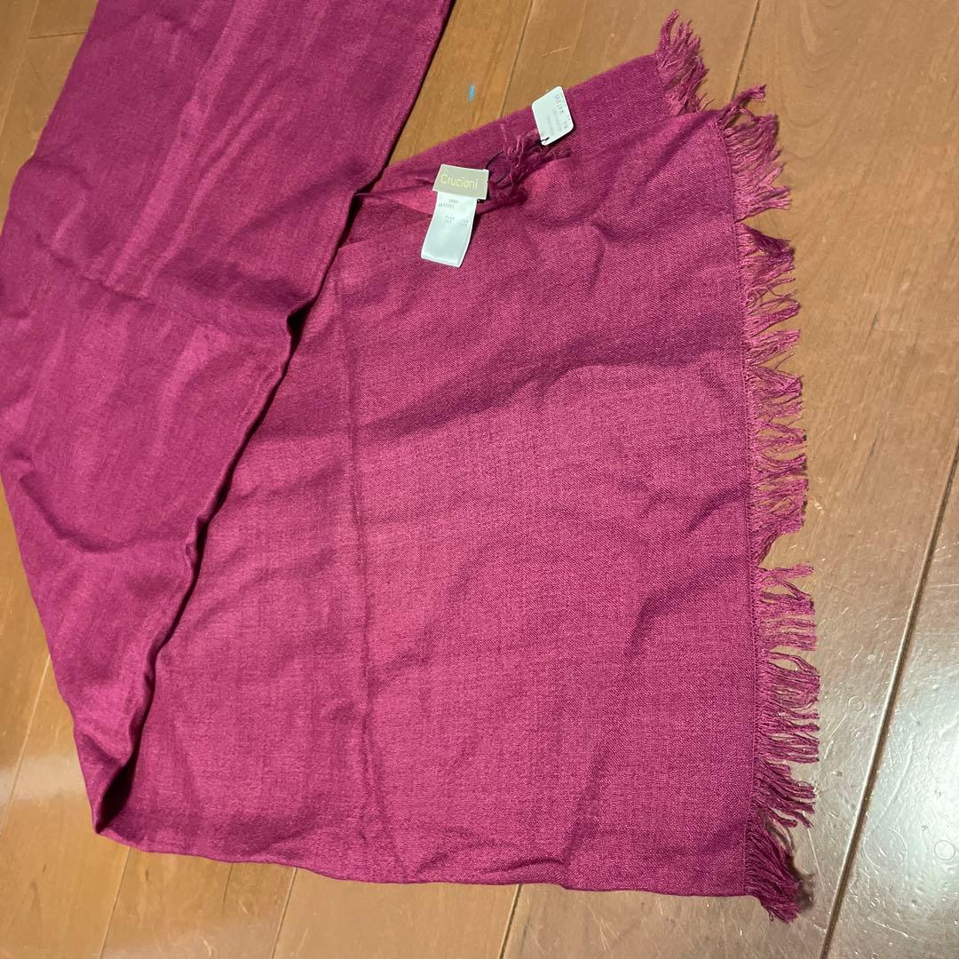 ⑤クルチアーニ　cruciani カシミア　シルク　ストール　新品未使用　エンジ