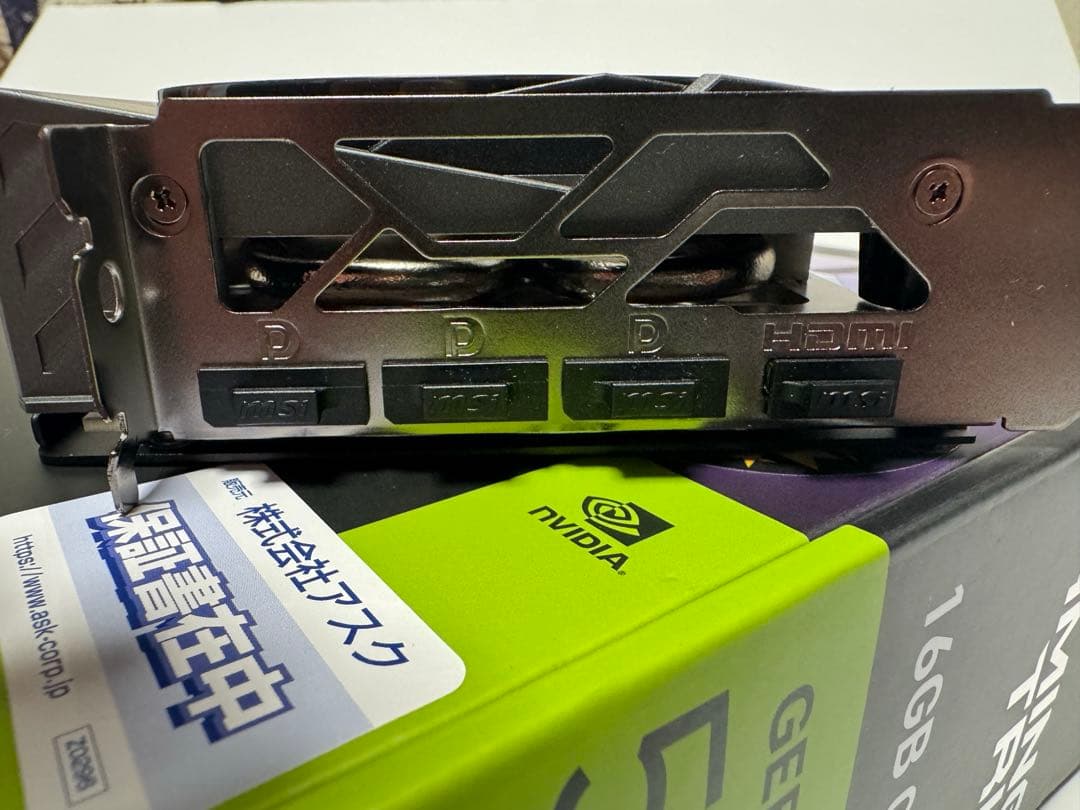 【極美品】MSI RTX5060Ti 16GB nVIDIA 数時間のみ使用