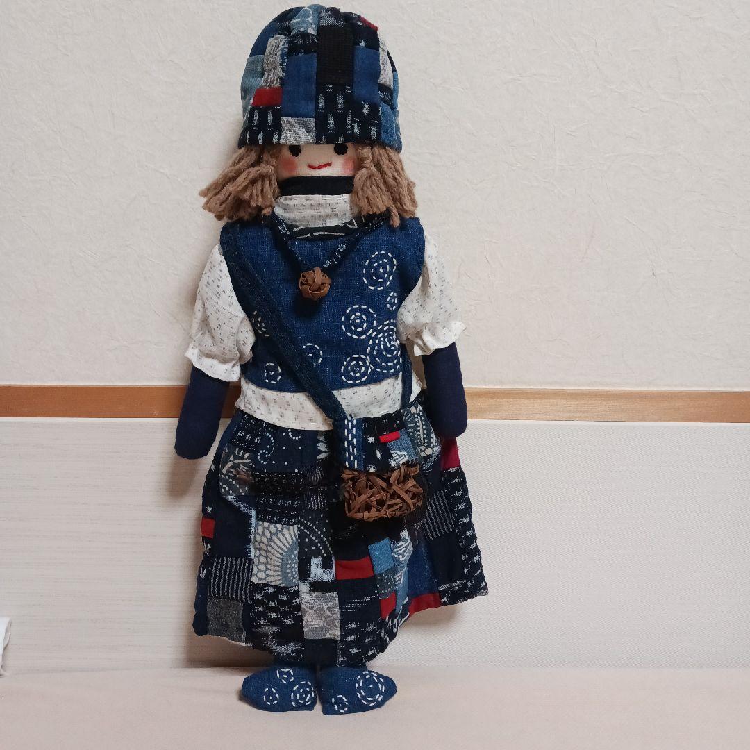 古布リメイク～古布人形パッチワーク刺し子山葡萄バック&ネックレス