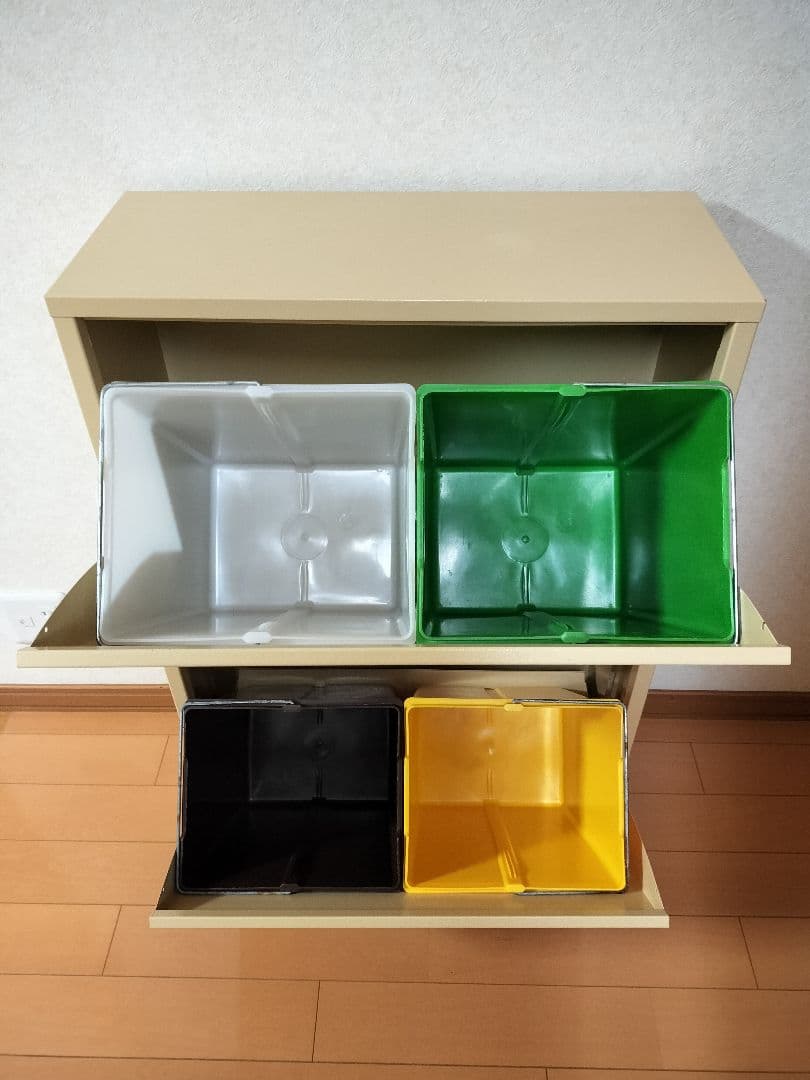 スチール製ダストボックス 2×2段 スリム大容量　ゴミ分別