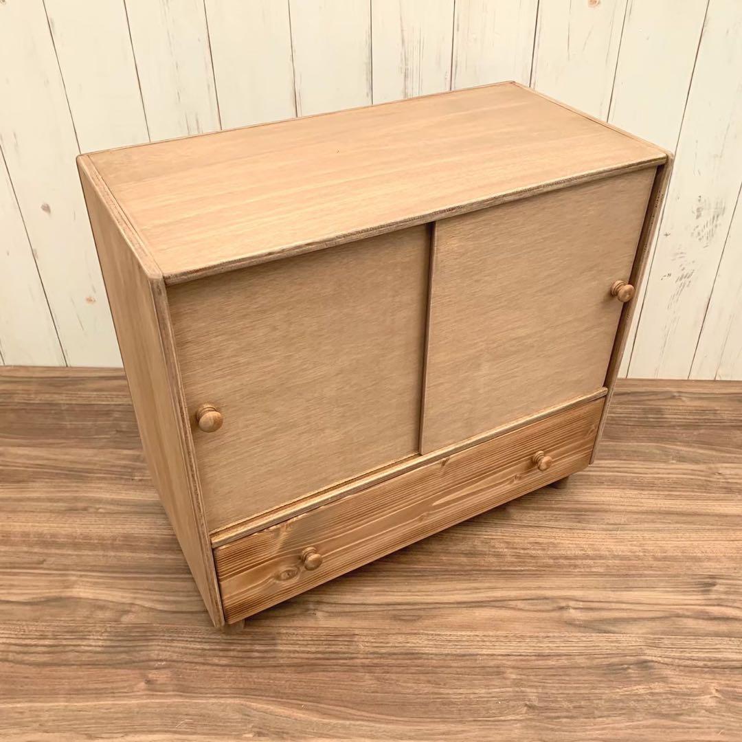 ⭐︎ アンティーク調 引戸式 収納棚 引き出し付き サイドシェルフ 1点限り⭐︎