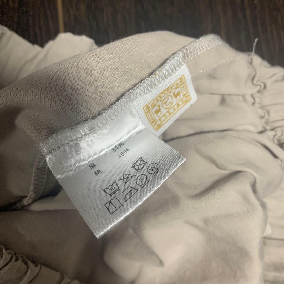 中川政七商店　グレー　ストレートパンツ　ゴム入りウエスト