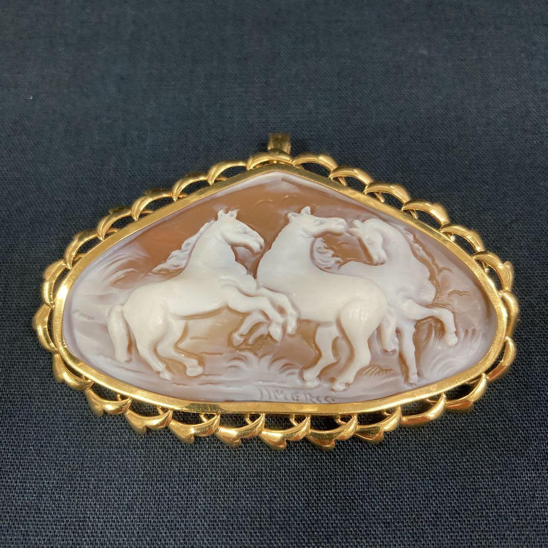 ち*ん様 シェルカメオブローチ(留め具K18)