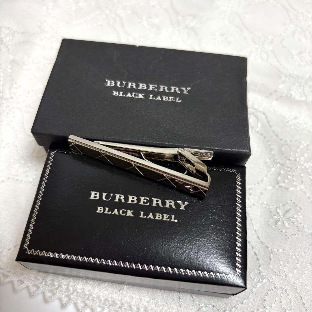 未使用級 バーバリーブラックレーベル ネクタイピン シルバー ノバチェック