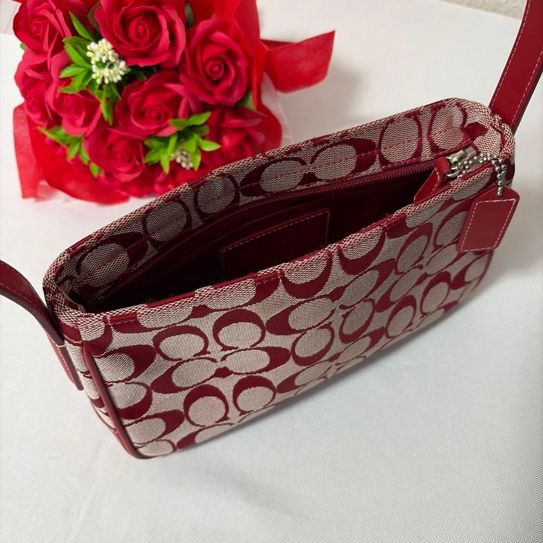 バッグ coach accessories pouch red signature