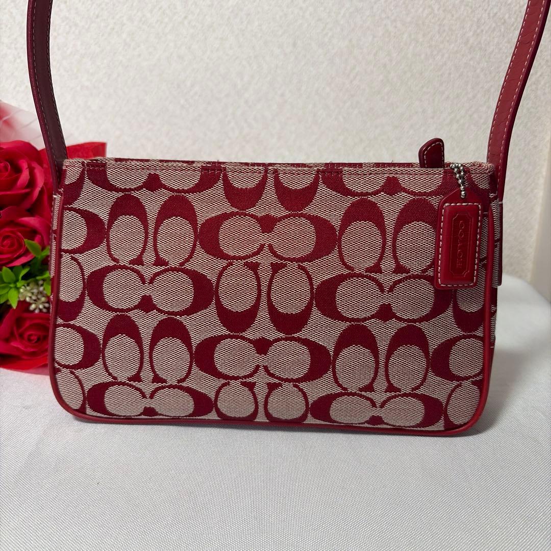 バッグ coach accessories pouch red signature