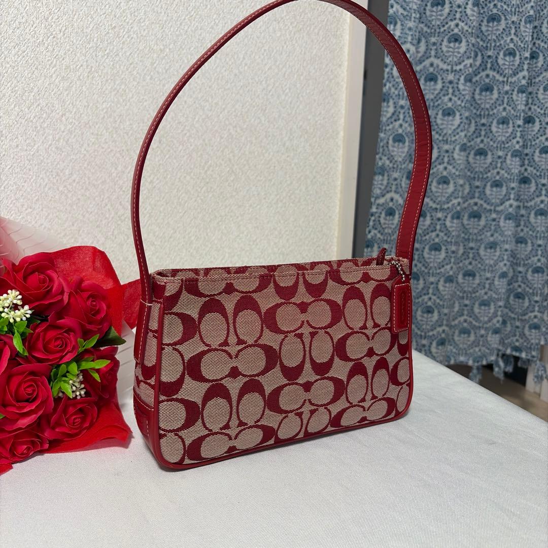 バッグ coach accessories pouch red signature