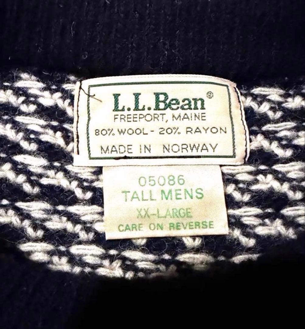 て*ん様 80s L.L.Bean エルエルビーン バーズアイ ニット ネイビー