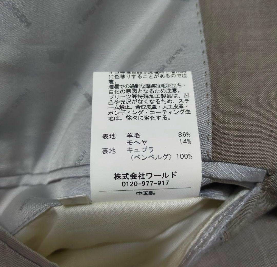 【美品】タケオキクチ×ドーメル・セットアップスーツ・グレージュ・無地・M〜L