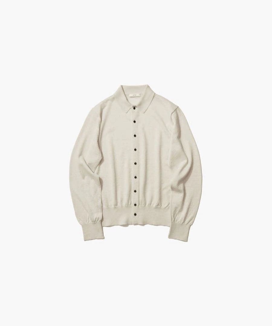 【ATON】RAMIE WOOL ポロニットカーディガン