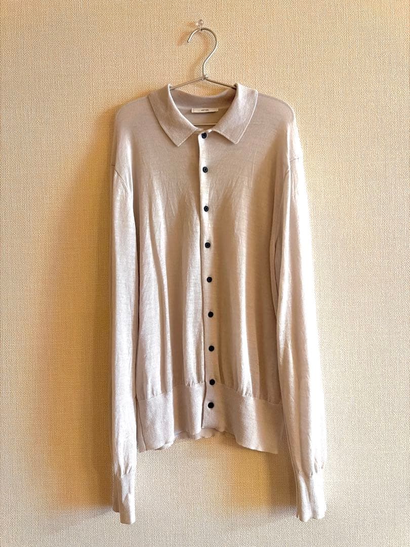 【ATON】RAMIE WOOL ポロニットカーディガン