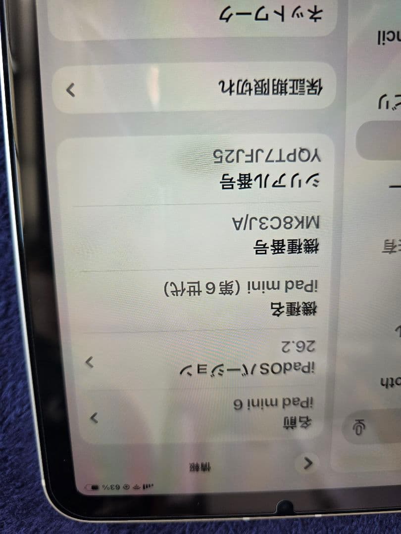 iPad mini6 本体 Starlight　64g 最大容量89%