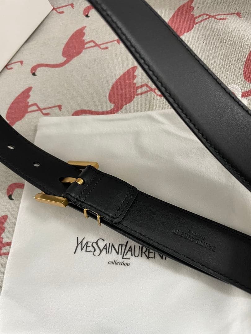 断捨離サンローラン　黒のレザーベルト 90*3cm