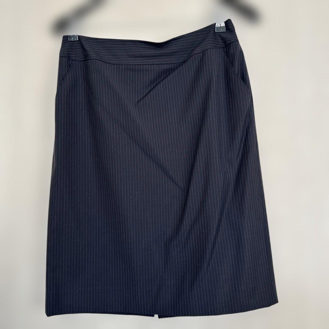 大きいサイズ　美品　23区　ネイビー　濃紺　ピンスストライプ　スーツ　44