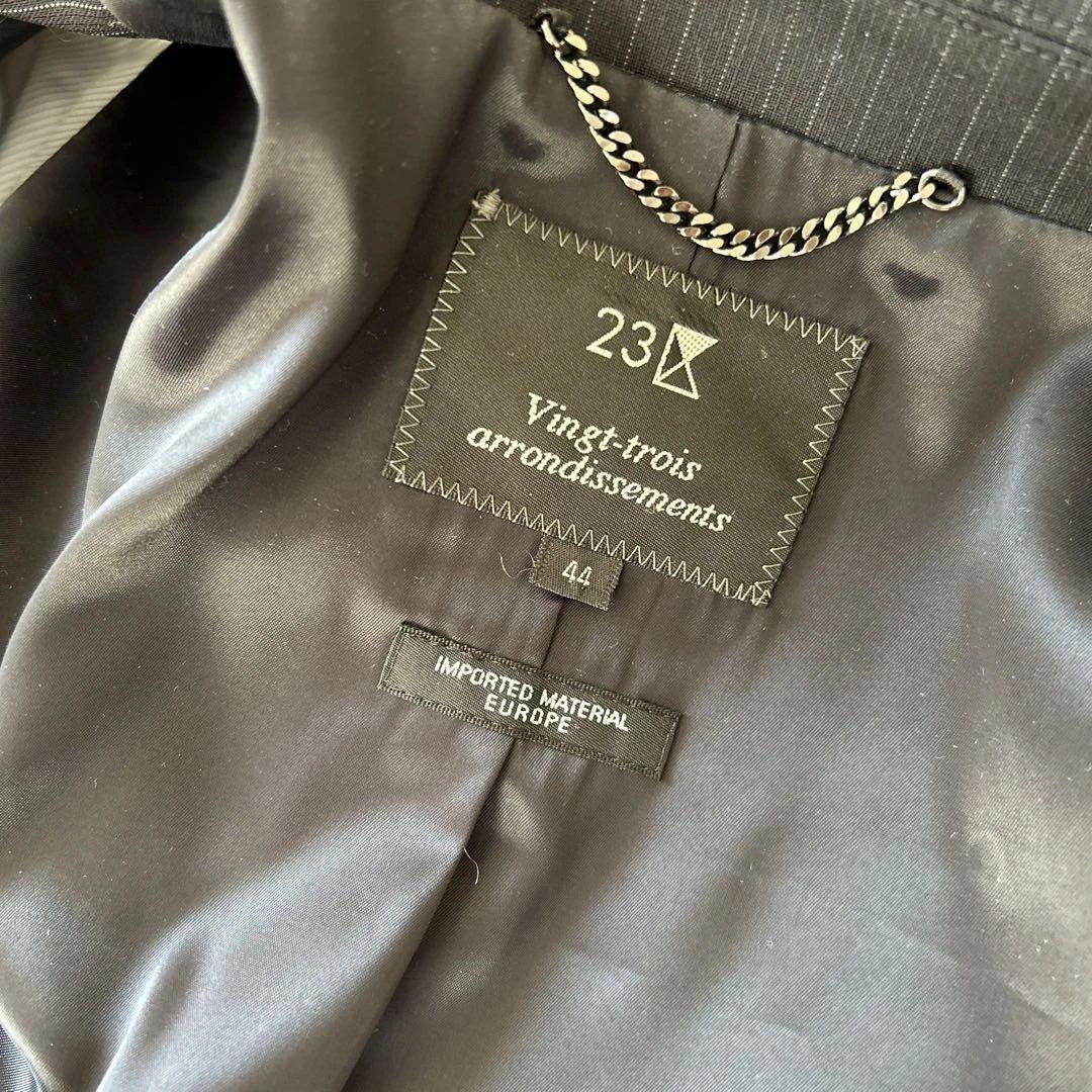 大きいサイズ　美品　23区　ネイビー　濃紺　ピンスストライプ　スーツ　44