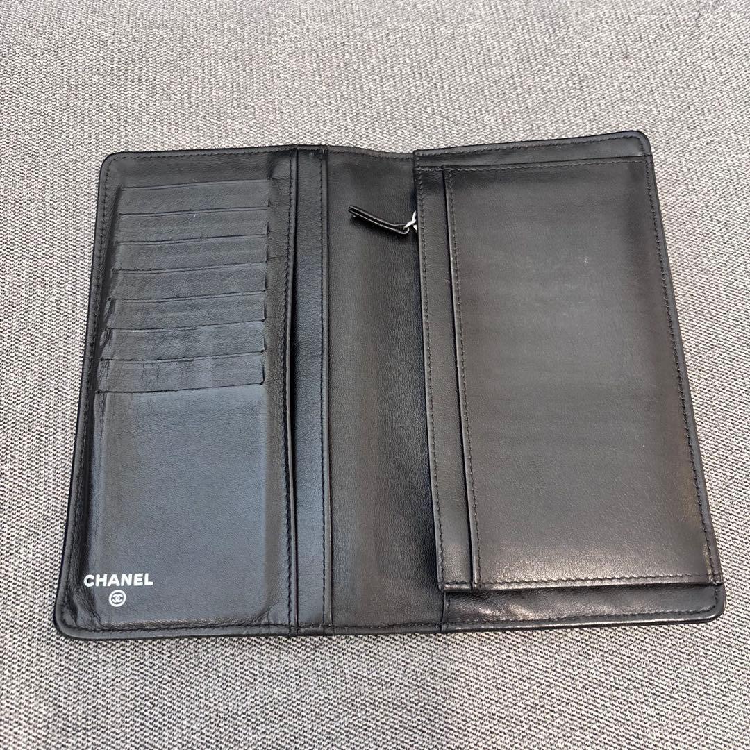 CHANEL 美品　長財布　ブラック　キャビアスキン　ココマーク　シルバー金具