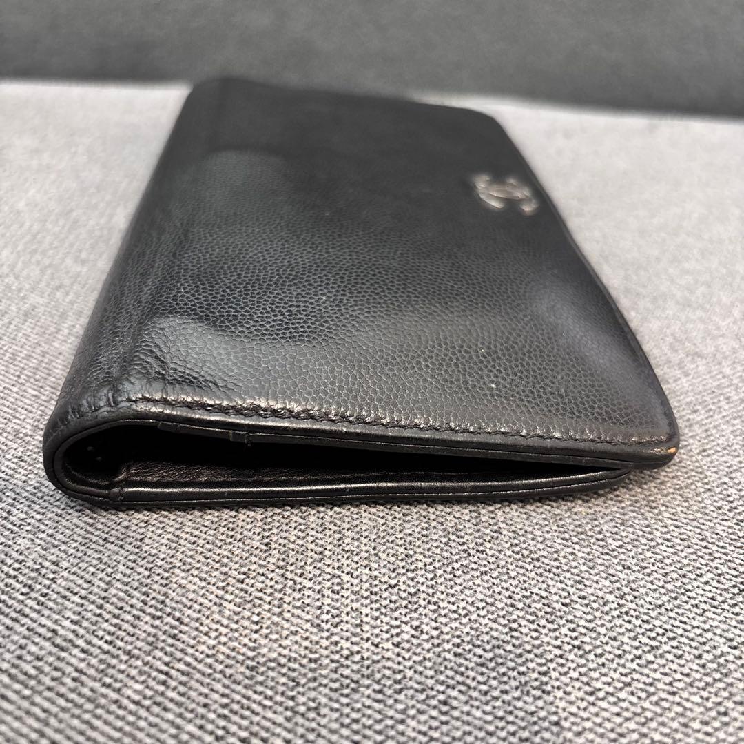 CHANEL 美品　長財布　ブラック　キャビアスキン　ココマーク　シルバー金具