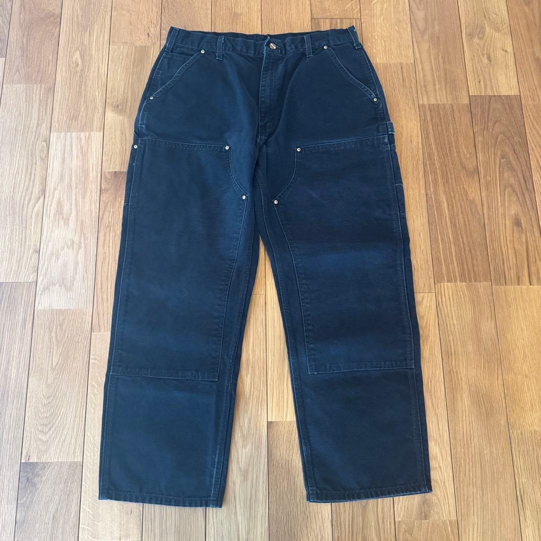 W38L30 CARHARTT ダブルニー ダックペインターパンツ ブラック