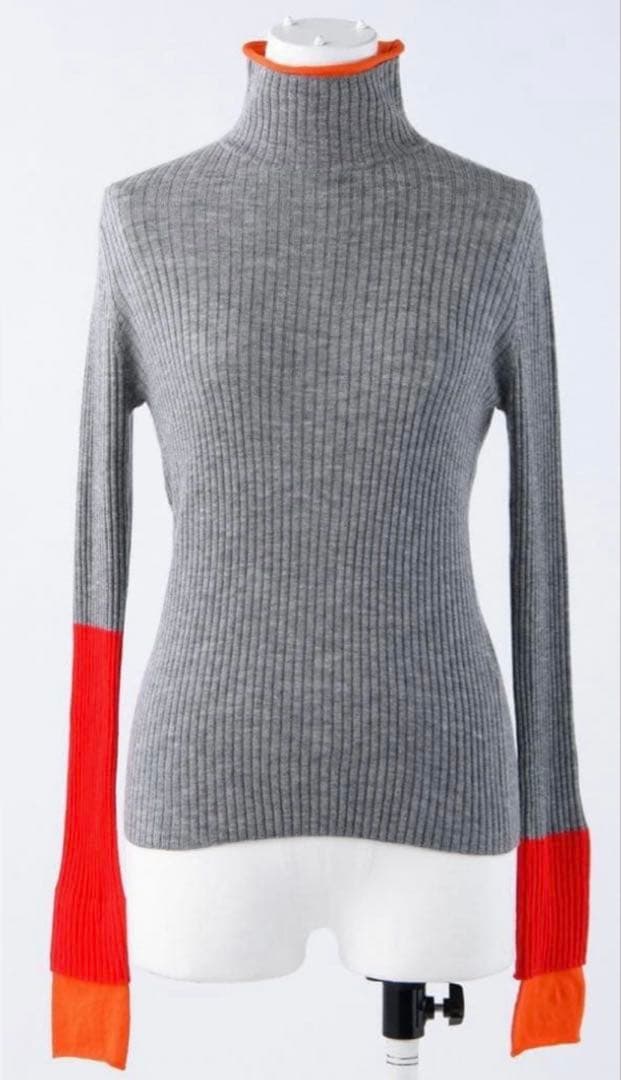 新品タグ付き　ハイネックリブバイカラープルオーバー ニット