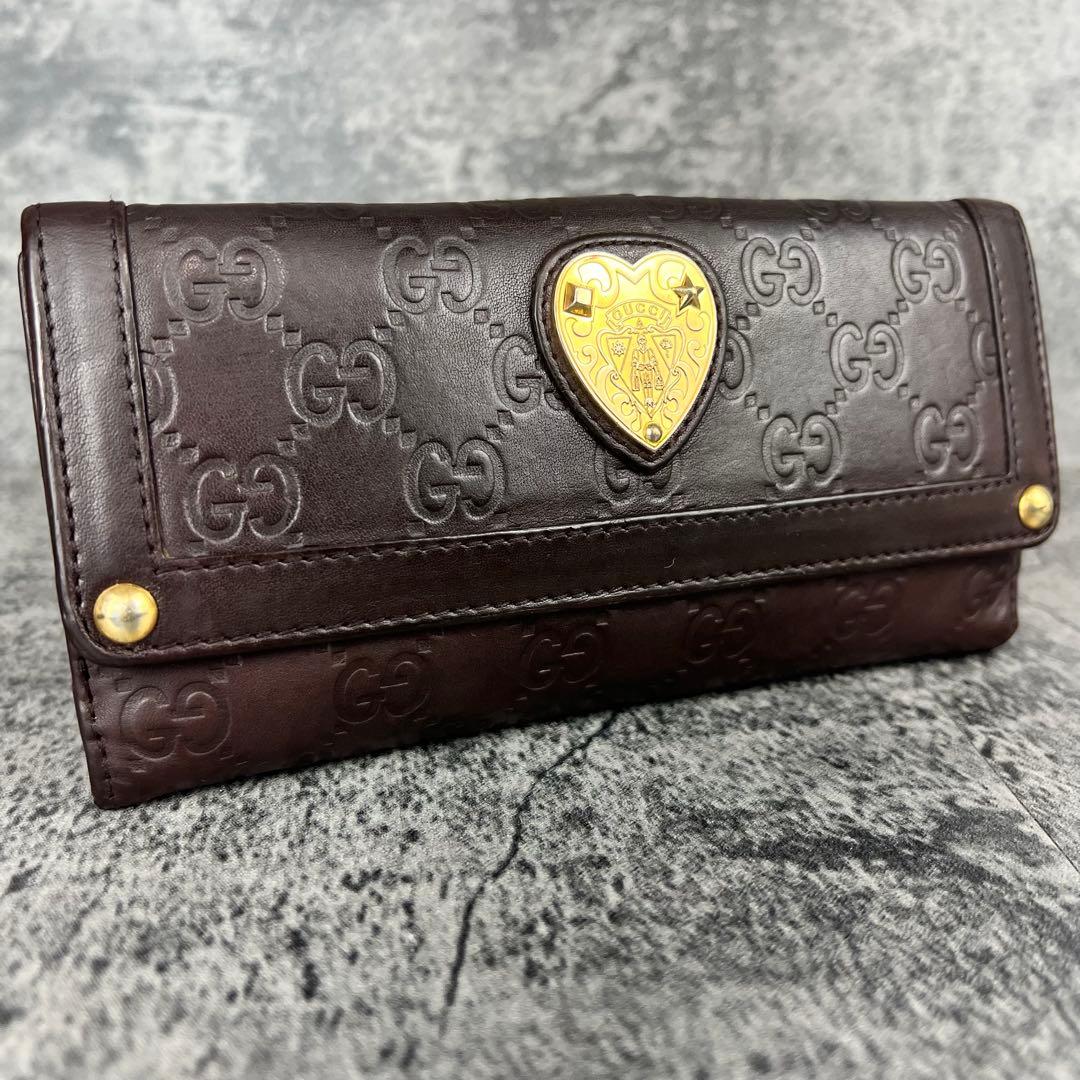 GUCCI グッチシマ ハートクレストWホック長財布
