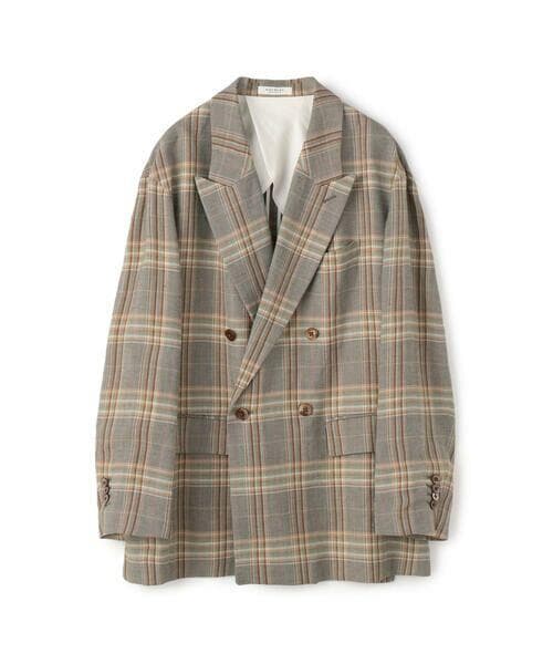 TOMORROWLAND レーヨンリネンチェック ダブルブレストジャケット