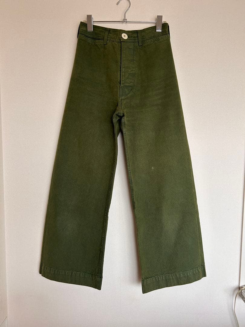 JESSE KAMM ハイウエスト ワイドレッグパンツ カーキ