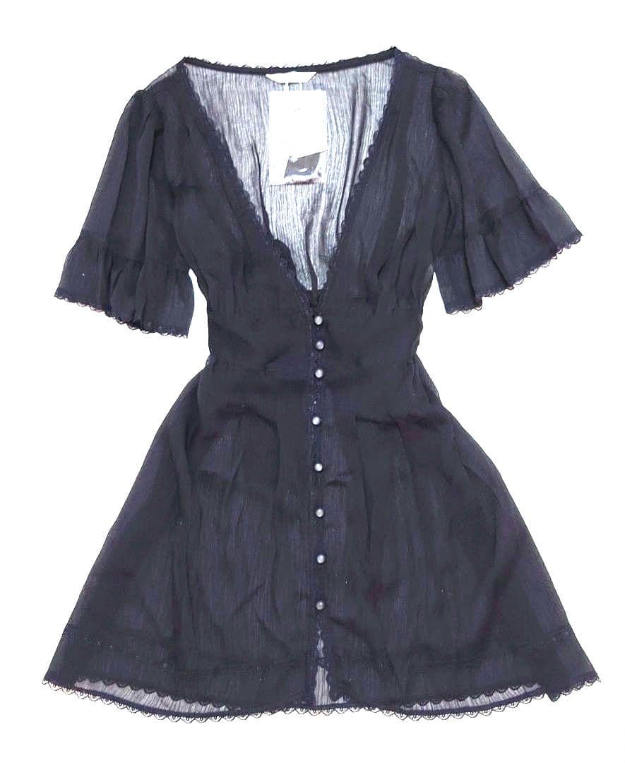 新品 タグ付き シフォン レースチュニック ブラック