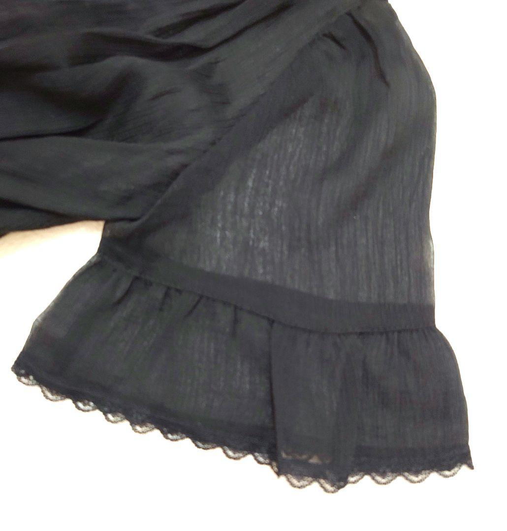 新品 タグ付き シフォン レースチュニック ブラック