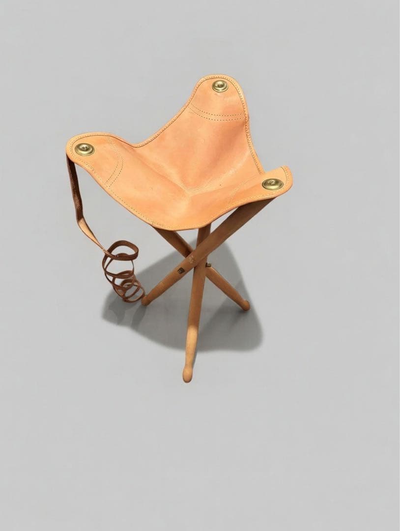 ヨーロッパ製ヌメ革折りたたみチェア　3脚