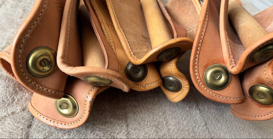 ヨーロッパ製ヌメ革折りたたみチェア　3脚