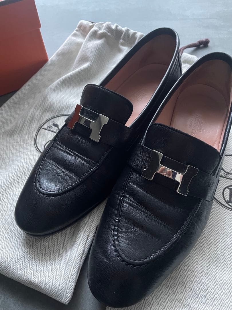 味噌汁さま専用エルメス　モカシンパリローファー黒