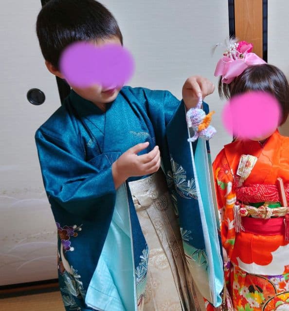 美品 七五三 男の子 5歳 産着 着物 フルセット 鷹の刺繍 卒園 入学 記念日