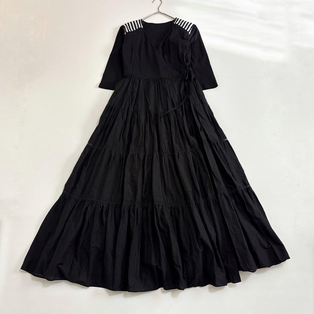 【美品✨】ボーダーズアットバルコニー バレリーナマキシドレスワンピース ブラック