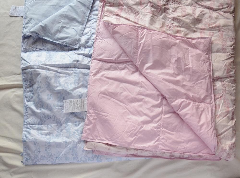 ジバンシー 羽毛肌掛け布団 2枚組 シングルピンク・ブルー 150×210cm