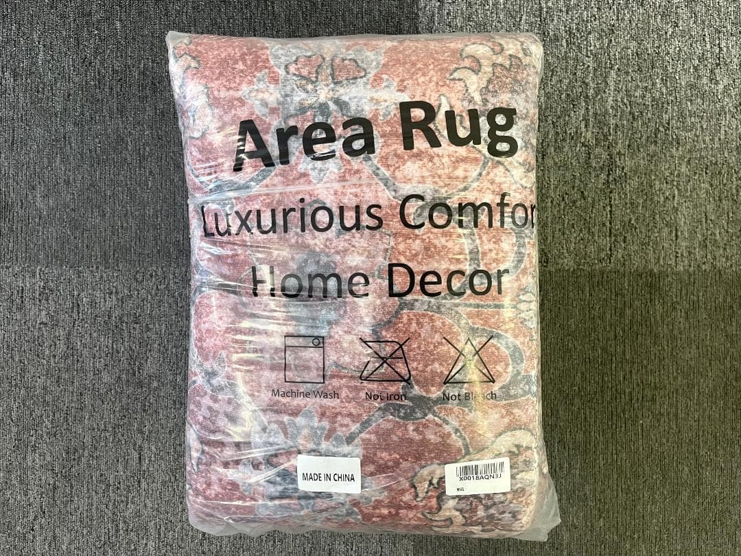 ペルシャ風洗えるラグ 200x250cm 3畳 花柄レッド 【１個限定】