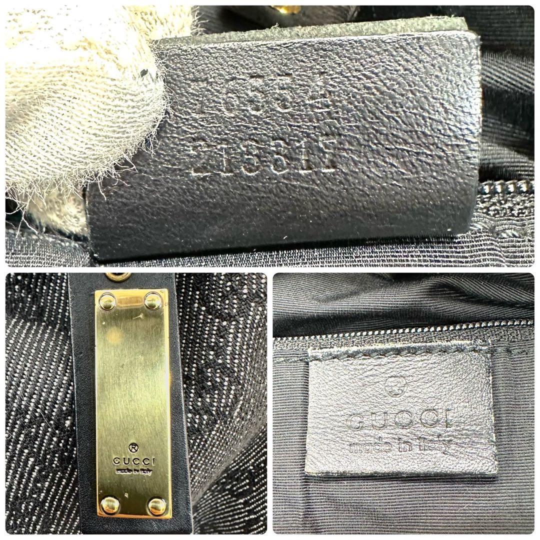 【美品】グッチ ハンドバッグ キャンバス シェリーライン GG グレー