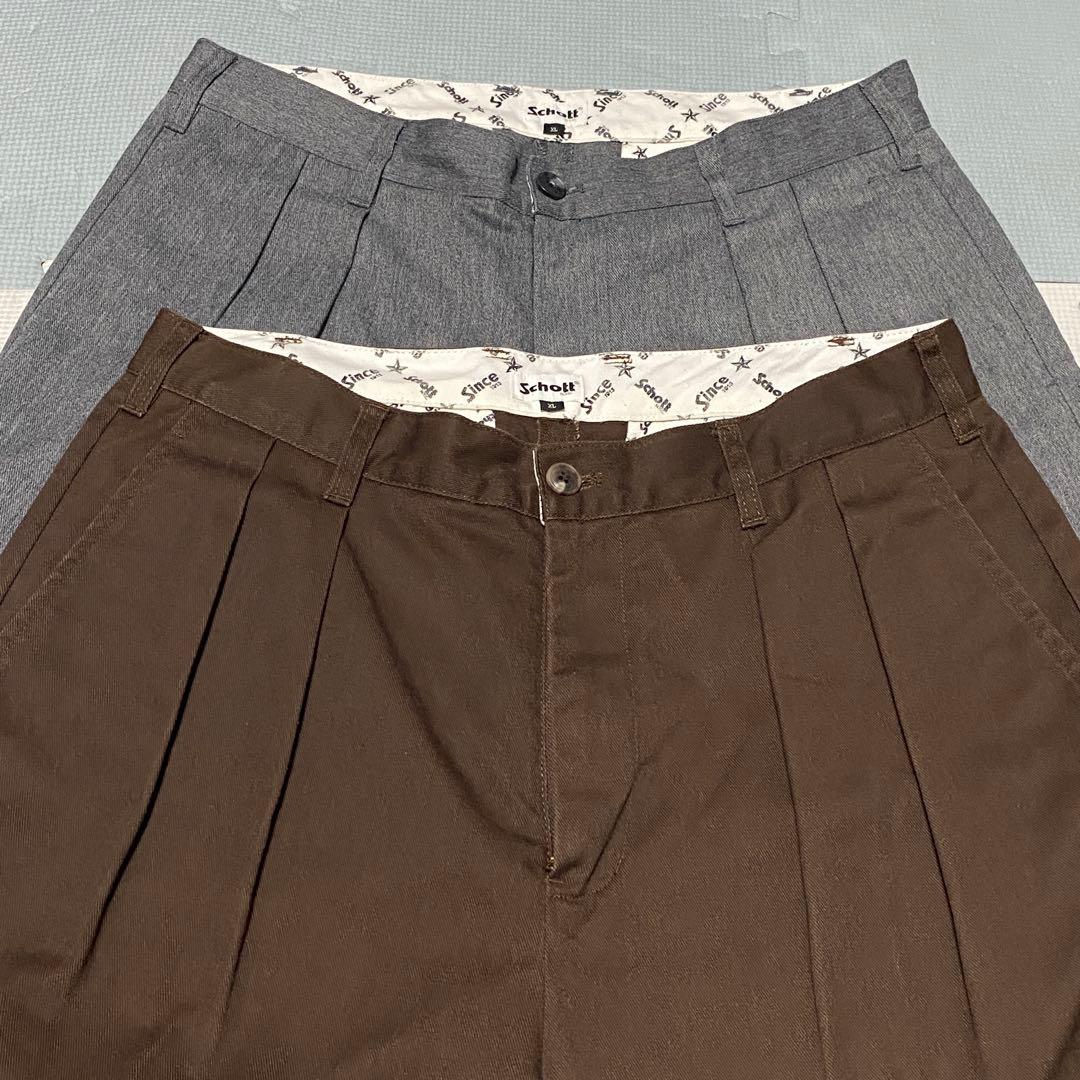 schott 2本セットTC DOUBLE PLEATED WIDE PANTS