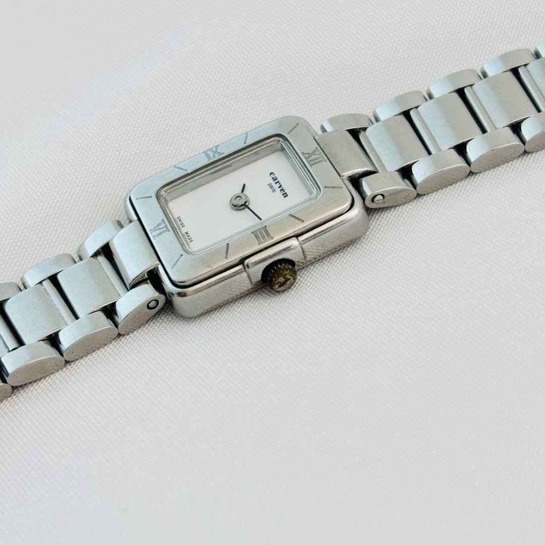 稼働 Carven カルヴェン 腕時計 スイス製 スクエア シルバー レディース