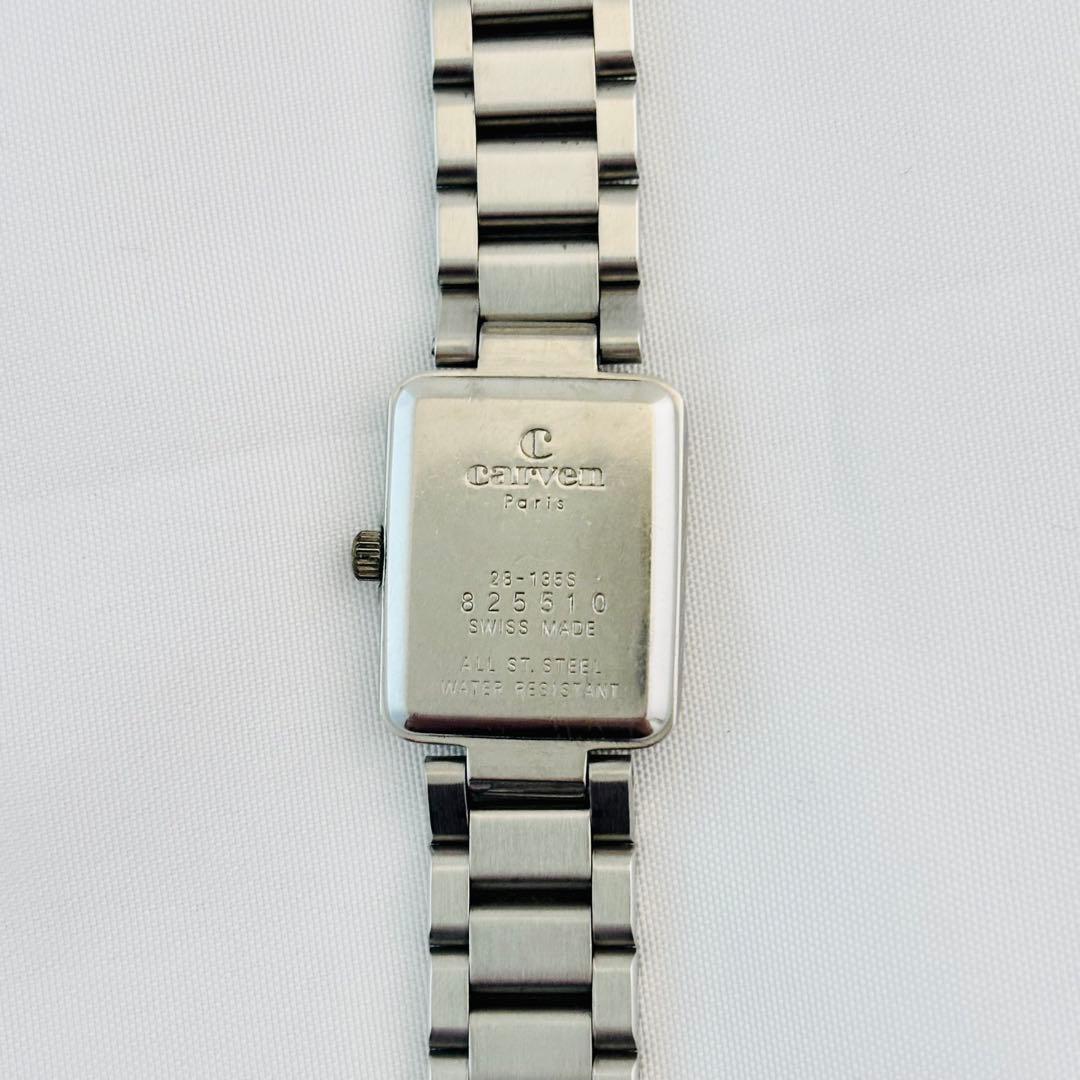 稼働 Carven カルヴェン 腕時計 スイス製 スクエア シルバー レディース