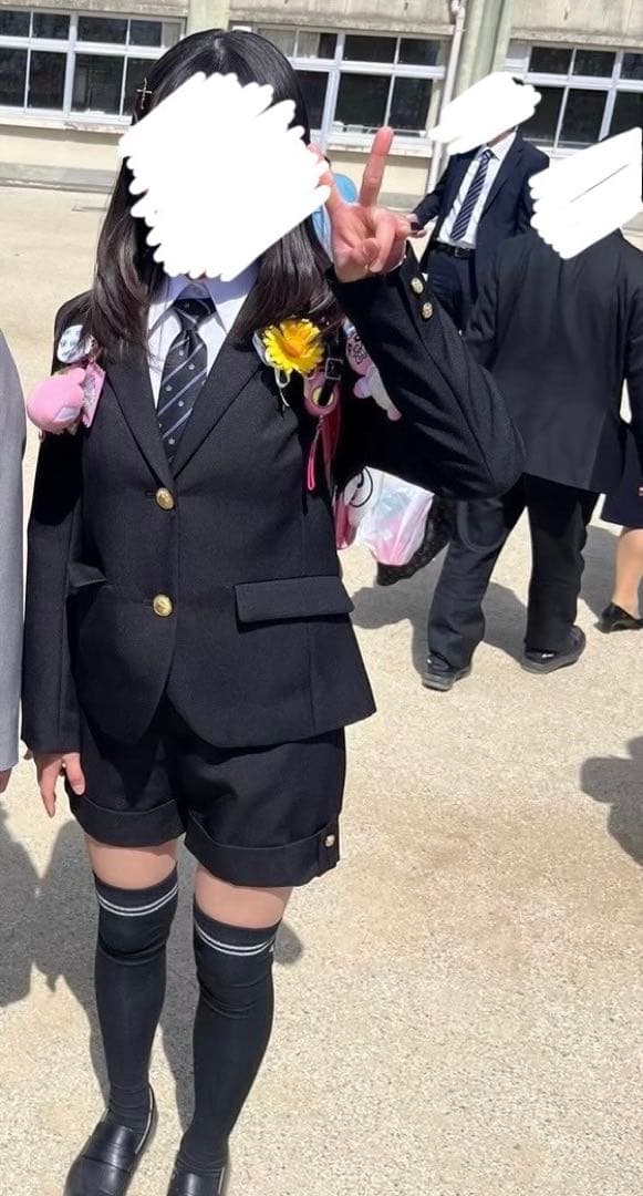 アリサナネクタイ靴下付フォーマルスーツ黒165ショートパンツ卒業式4点セット