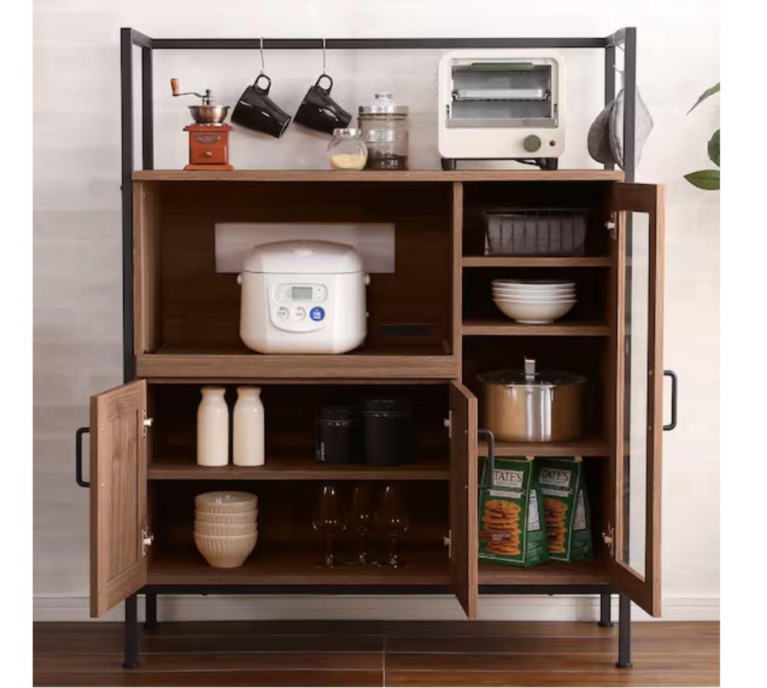 木製キッチンカウンター 収納付き　カップボード