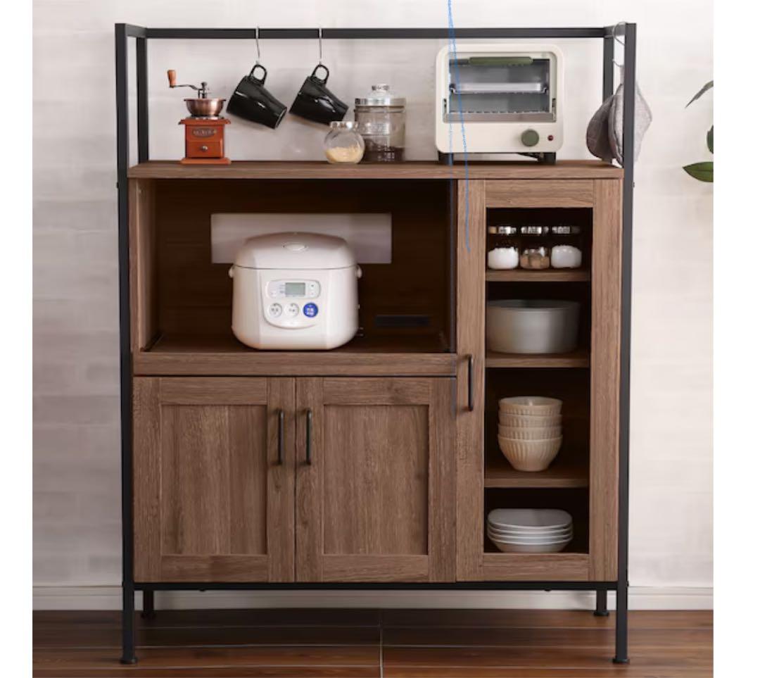 木製キッチンカウンター 収納付き　カップボード