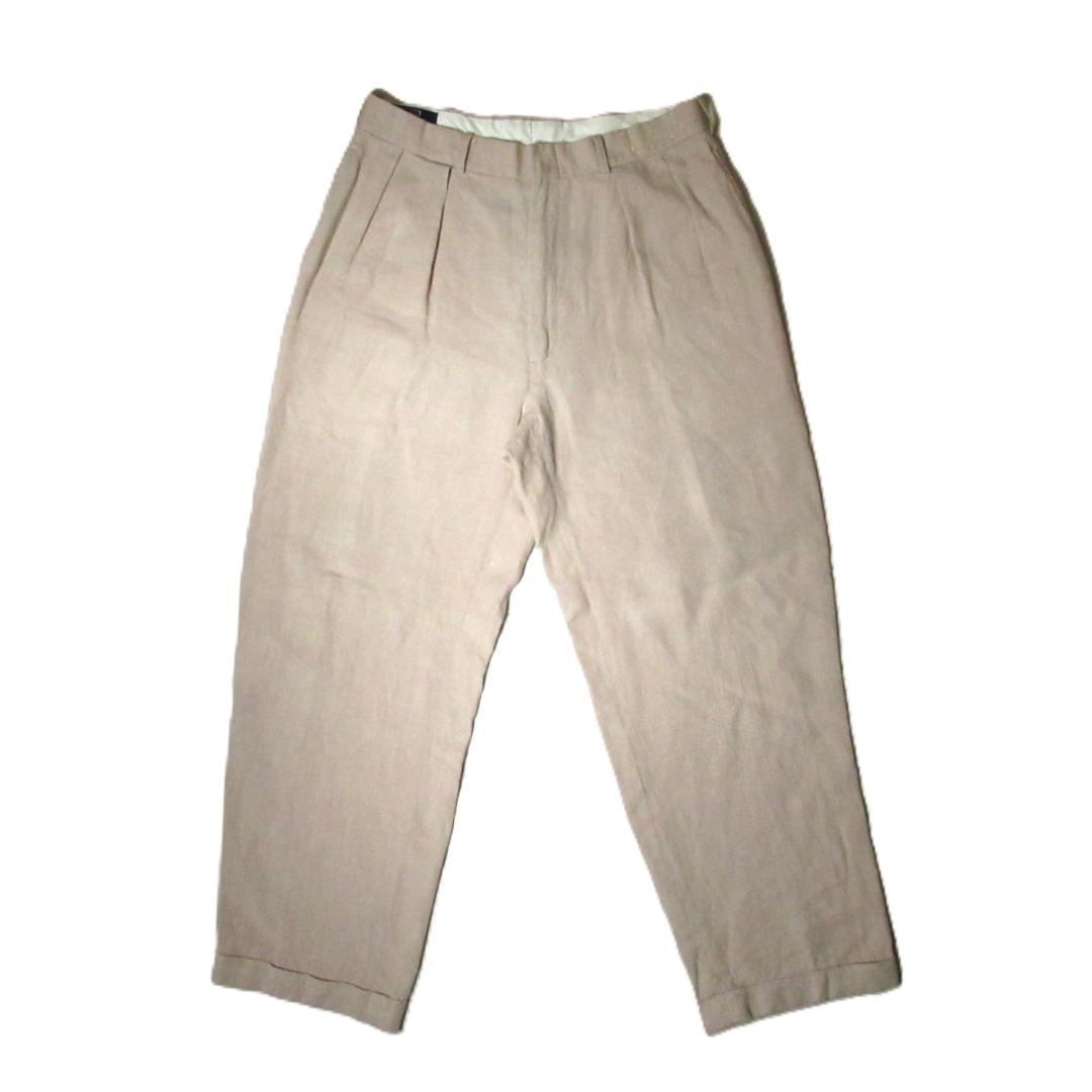 90's 2タック リネンワイドスラックス Ralph Lauren ベージュ