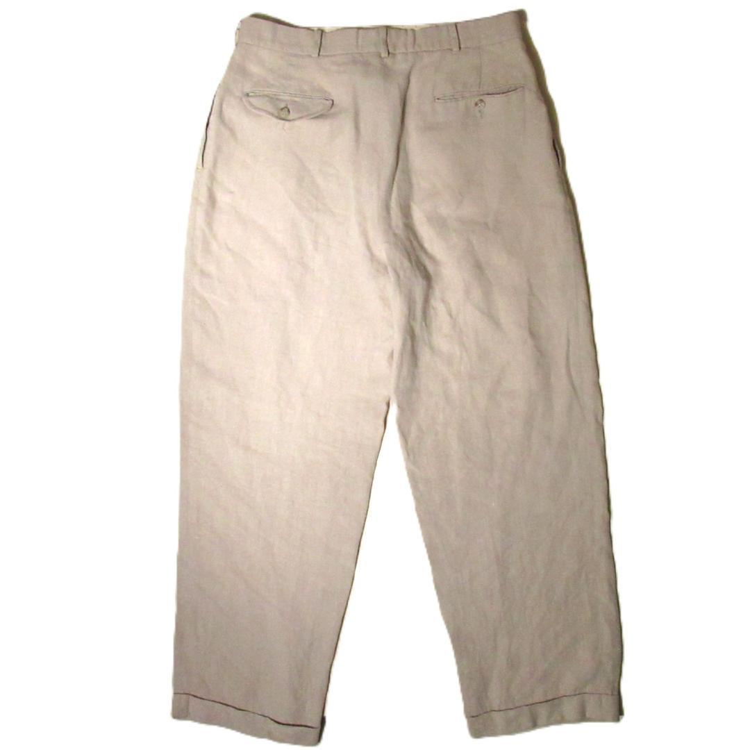 90's 2タック リネンワイドスラックス Ralph Lauren ベージュ