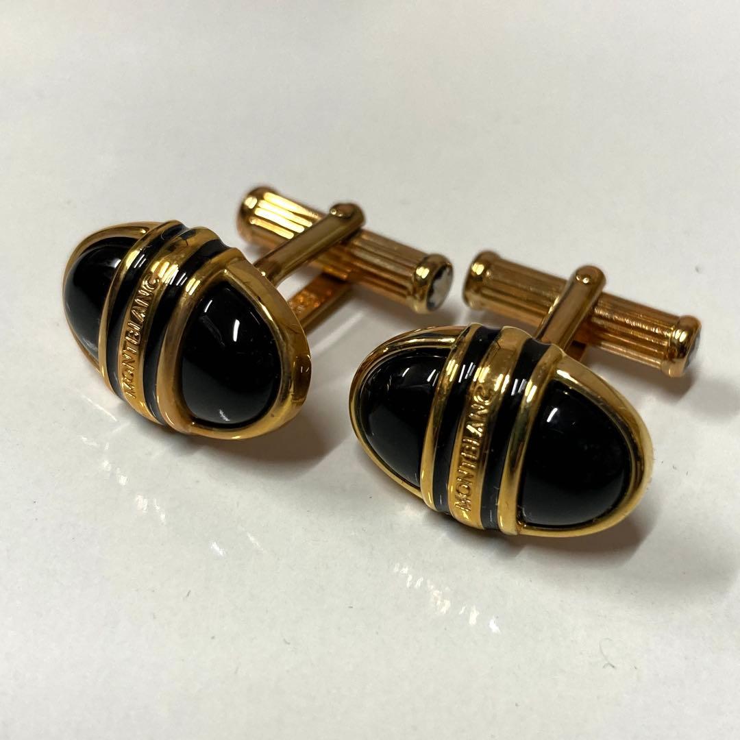 MONTBLANC モンブラン　カフス　ゴールド×ブラック　楕円　箱付き