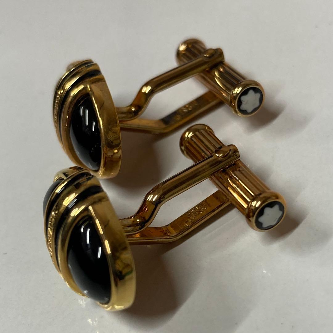 MONTBLANC モンブラン　カフス　ゴールド×ブラック　楕円　箱付き