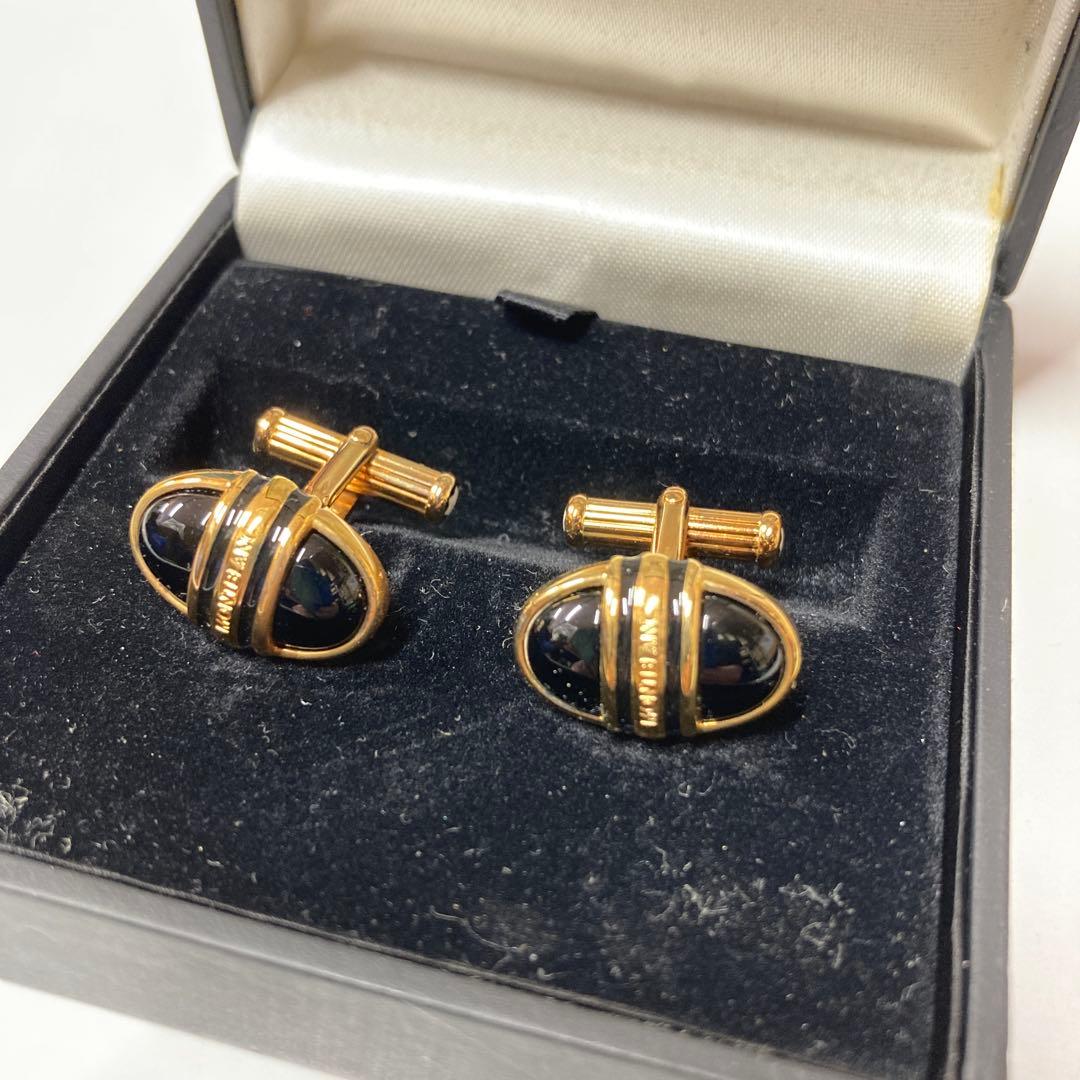 MONTBLANC モンブラン　カフス　ゴールド×ブラック　楕円　箱付き