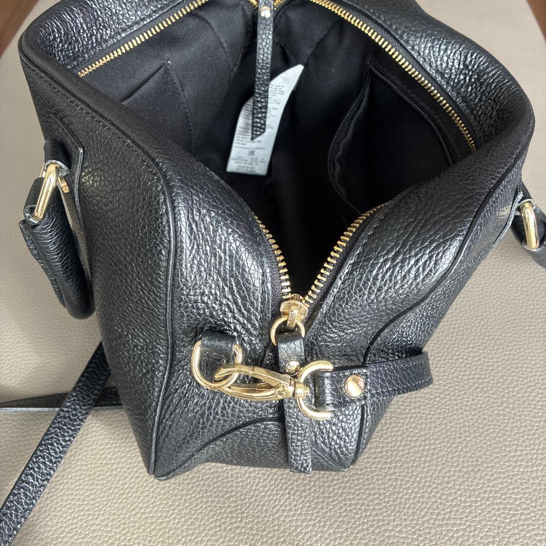 maxmara 牛革 ハンドバッグ ショルダー 黒 マックスマーラ ボストン