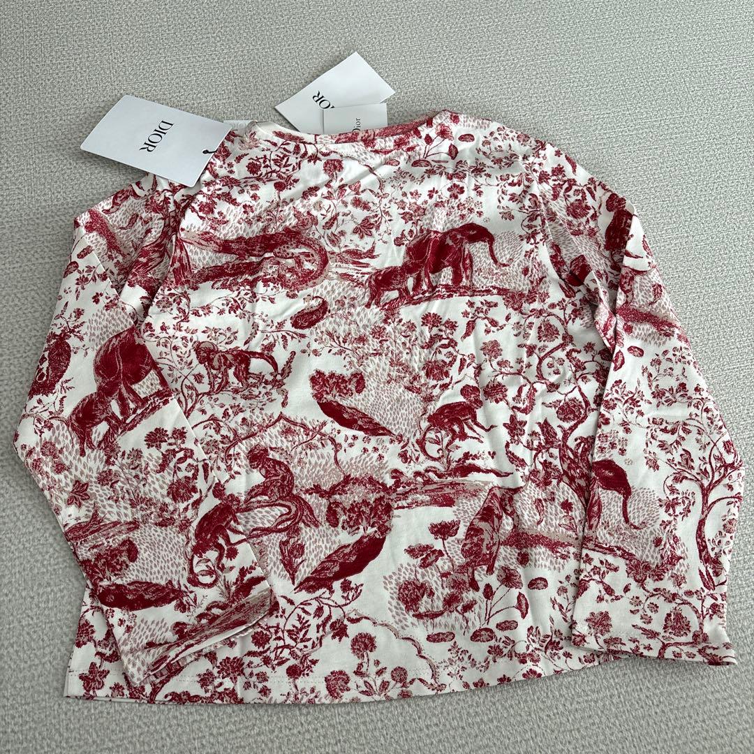 Christian Dior ボルドー動物柄長袖Tシャツ 8A